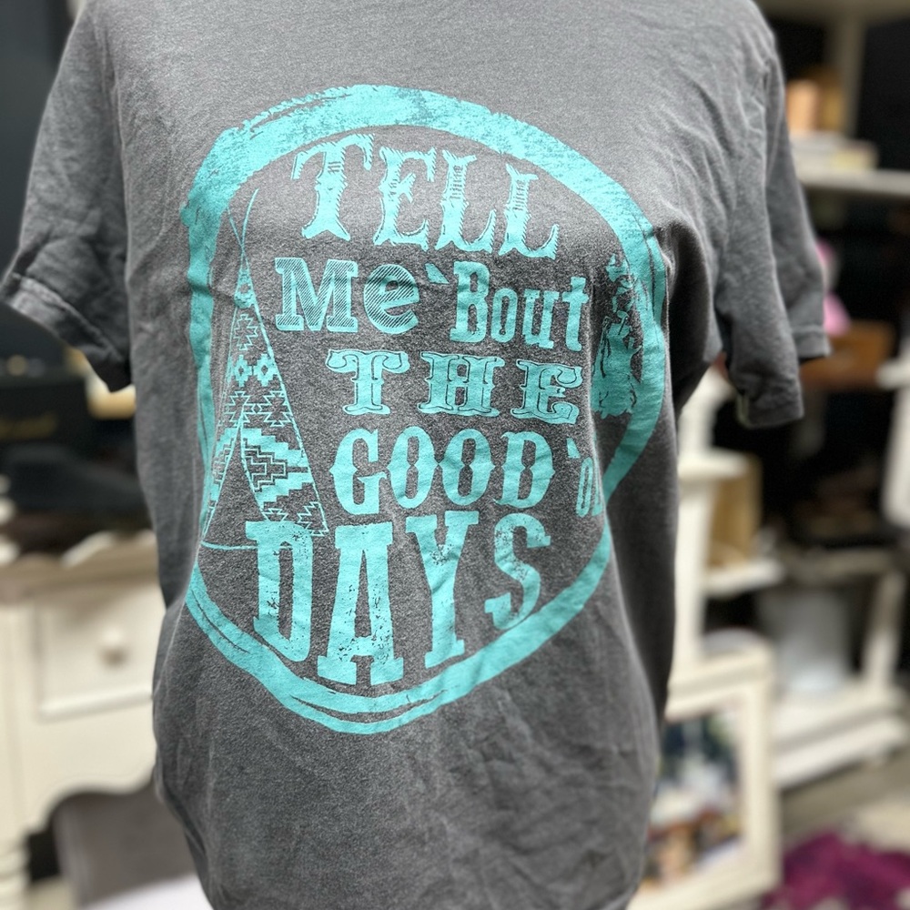 Crazy Train Charcoal Tee with Teal Graphic
